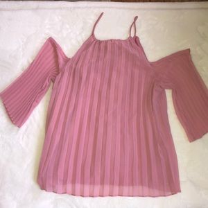 BB Dakota Soft Pink Open Shoulder Top